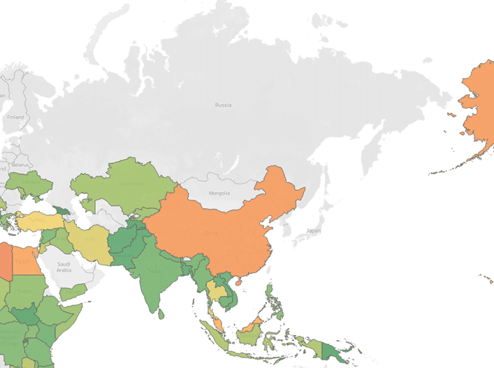 Asia employee engagement heatmap