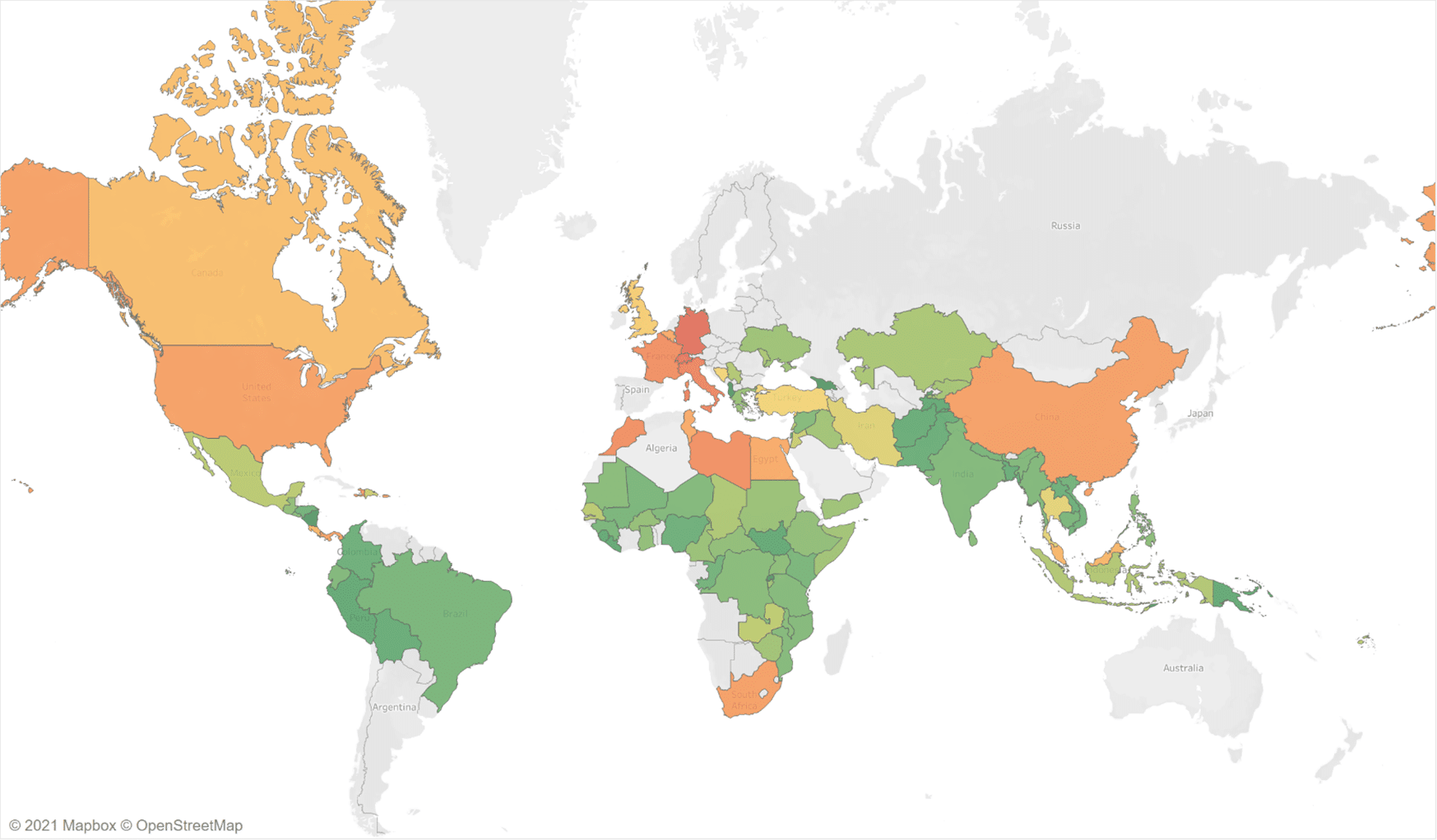 global employee engagement heatmap