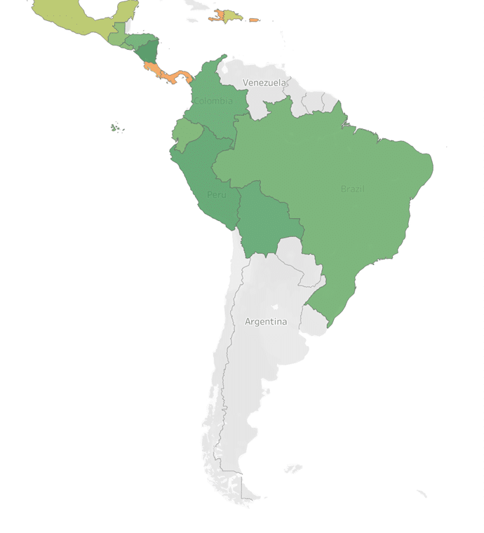 South America engagement heatmap
